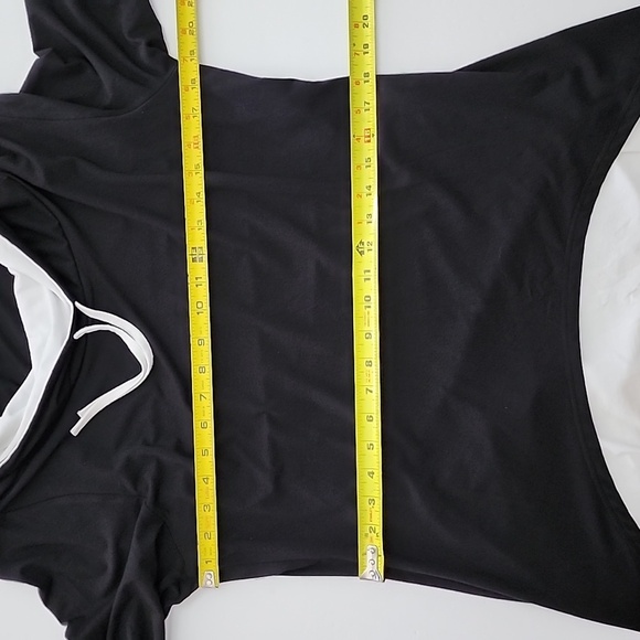 Papa Cowl Neck  Black White Layered Long Sleeves Tunic Top Bamboo Drapy Size L - Picture 9 of 11